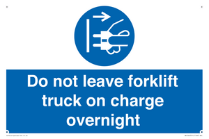 Do not leave forklift truck on charge overnight